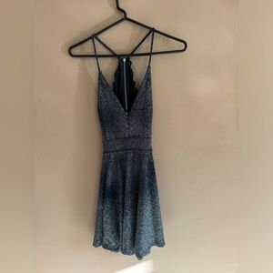 windsor shine bright skater dress navy blue Tracey Velvet Button Skater Dress